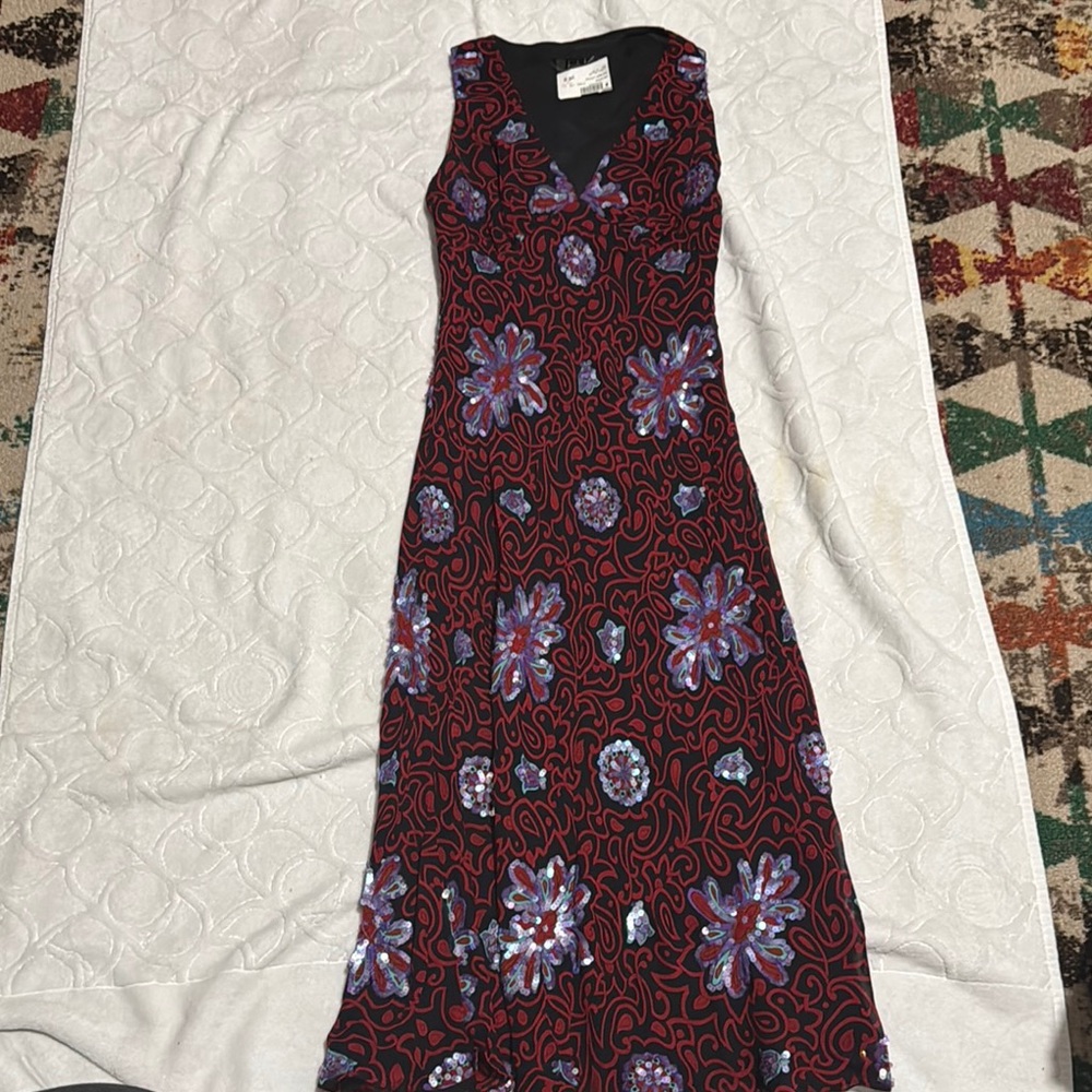 Nicole Miller Red Sleeveless V-Neck Sundress